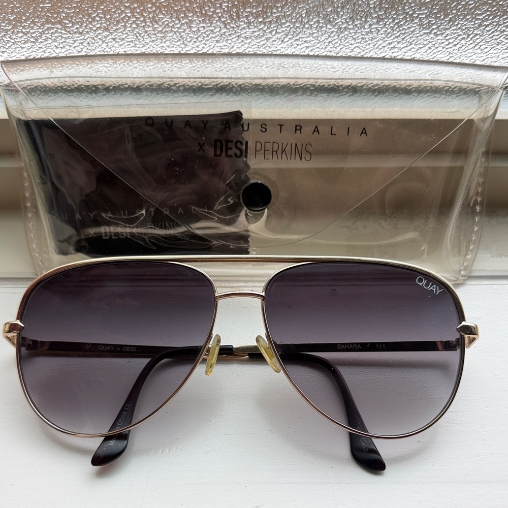 Quay Australia Gold Aviator Sunglasses